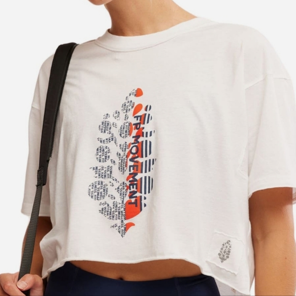 Free People Inspire White Logo tee. NWT.  size Med